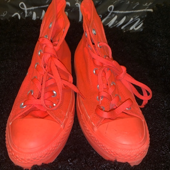 neon orange platform converse